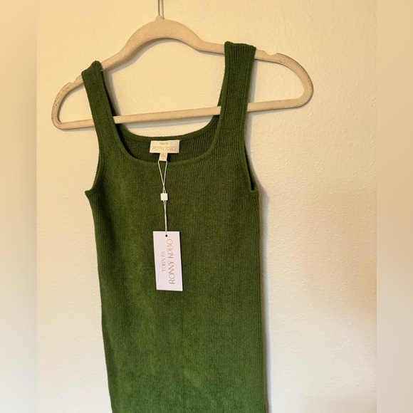 NEW Torn Ronny Kobo Gigi Dress Ribbed Knit Stretch Midi Small Moss Green NWT - Picture 6 of 9